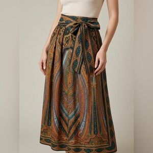 FRANCESCA OF DAMON Vintage Paisley Maxi Skirt With Matching Sash